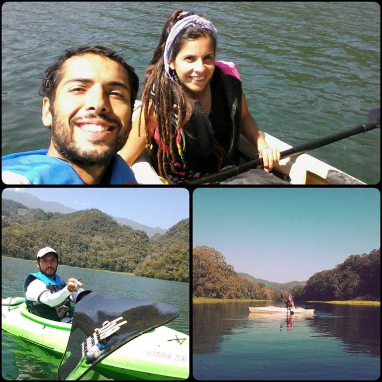 Haciendo kayak en Lago.